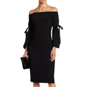 Dress Black Off Shoulder Bell Sleeve Elbow Cut-Out Tie Sleeve Women's Size Small